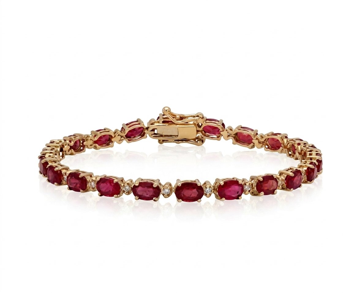 Ruby and Diamond Bracelet in 14K Yellow Gold - Front View by Kelly Christie