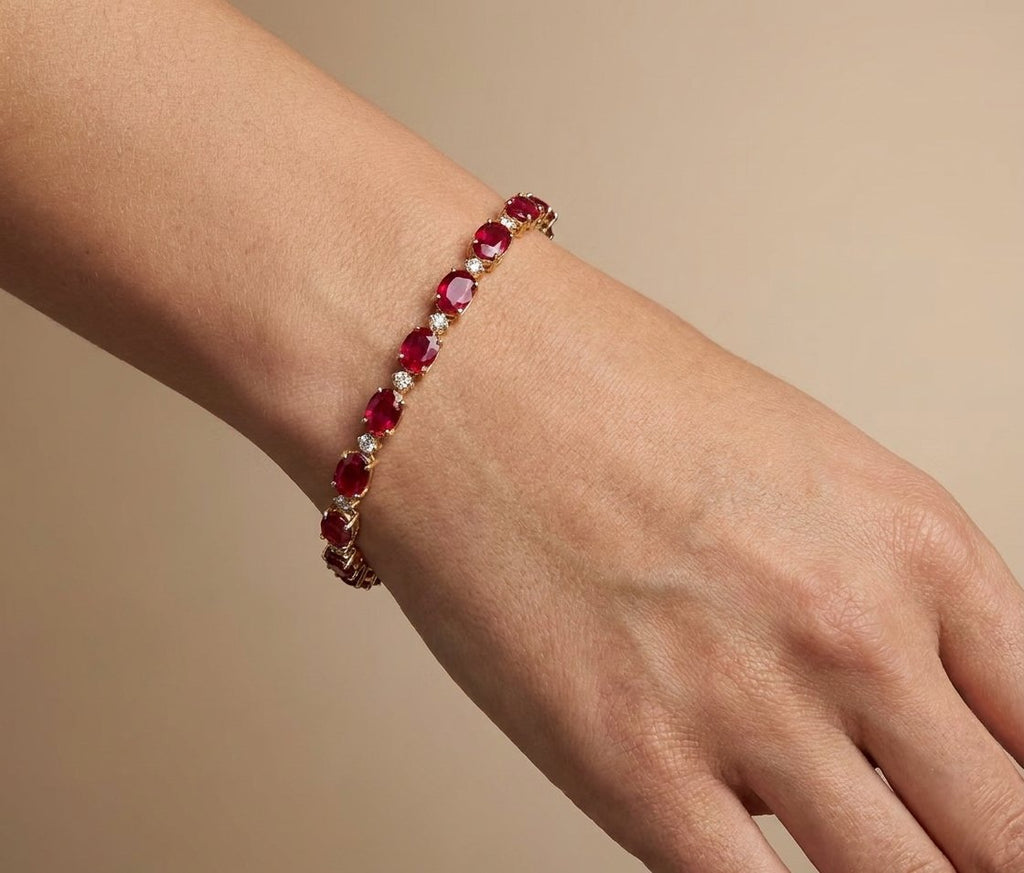 Ruby and Diamond Bracelet in 14K Yellow Gold - Studio Model View by Kelly Christie