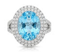 Blue Topaz and Diamond Ring in 14K White Gold - Front View by Kelly Christie
