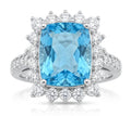 Blue Topaz and Diamond Ring in 14K White Gold - Front View by Kelly Christie