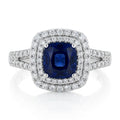 Sapphire and Diamond Ring in 18K White Gold - Front View by Kelly Christie