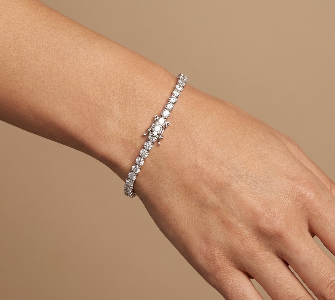 Diamond Bracelet in 14K White Gold - Studio Model View by Kelly Christie