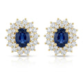 Sapphire and Diamond Earrings in 14K Yellow Gold - Front View by Kelly Christie