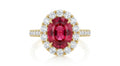 Rubellite Tourmaline and Diamond Ring in 14K Yellow Gold - Front View by Kelly Christie