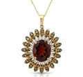 Garnet Champagne Diamond and Diamond Pendant in 14K Yellow Gold - Front View by Kelly Christie