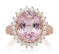 Kunzite and Diamond Ring in 14K Rose Gold - Front View by Kelly Christie