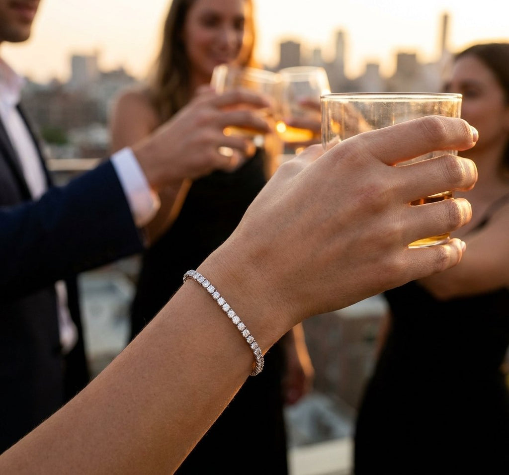 Diamond Tennis Bracelet in 18K White Gold - Lifestyle Model View by Kelly Christie