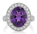 Amethyst and Diamond Ring in 14K White Gold - Front View by Kelly Christie
