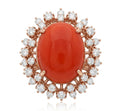 Coral and Diamond Ring in 14K Rose Gold - Front View by Kelly Christie