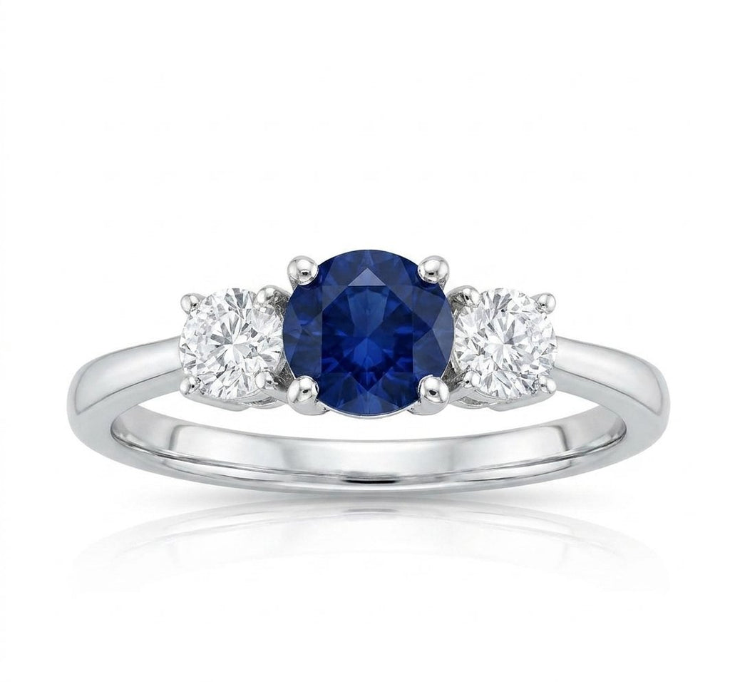 Sapphire and Diamond Ring in 14K White Gold - Front View by Kelly Christie