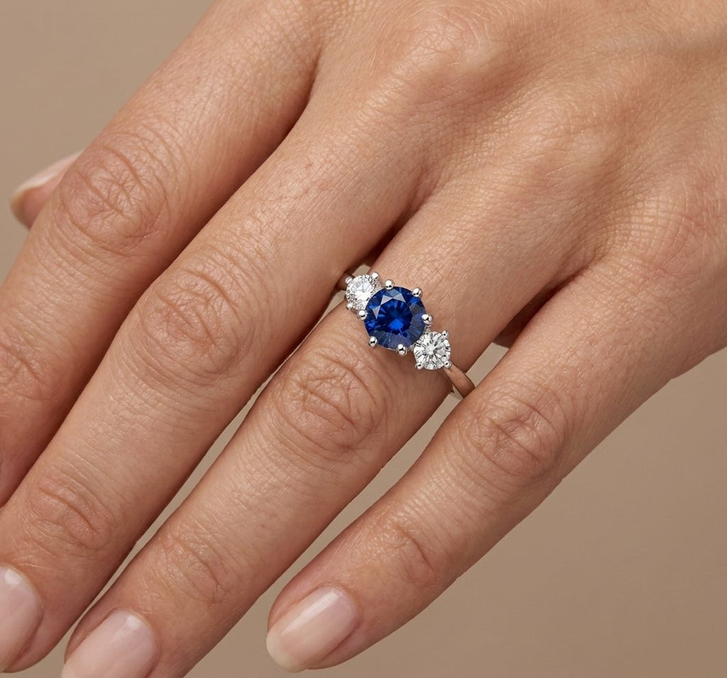Sapphire and Diamond Ring in 14K White Gold - Studio Model View by Kelly Christie