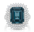 London Blue Topaz and Diamond Ring in 14K White Gold - Front View by Kelly Christie