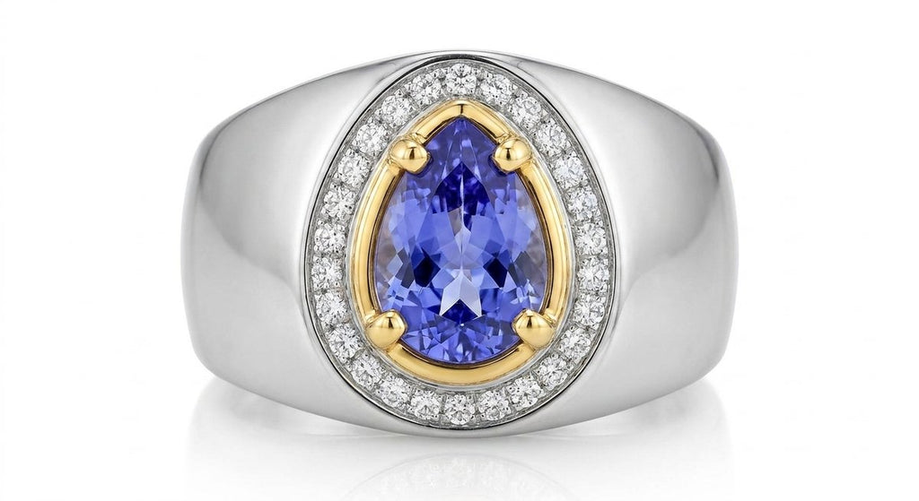 Tanzanite and Diamond Ring in Platinum - Front View by Kelly Christie