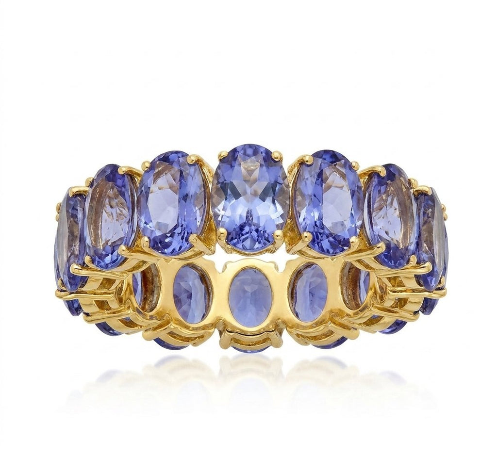 Tanzanite Eternity Band in 14K Yellow Gold - Front View by Kelly Christie