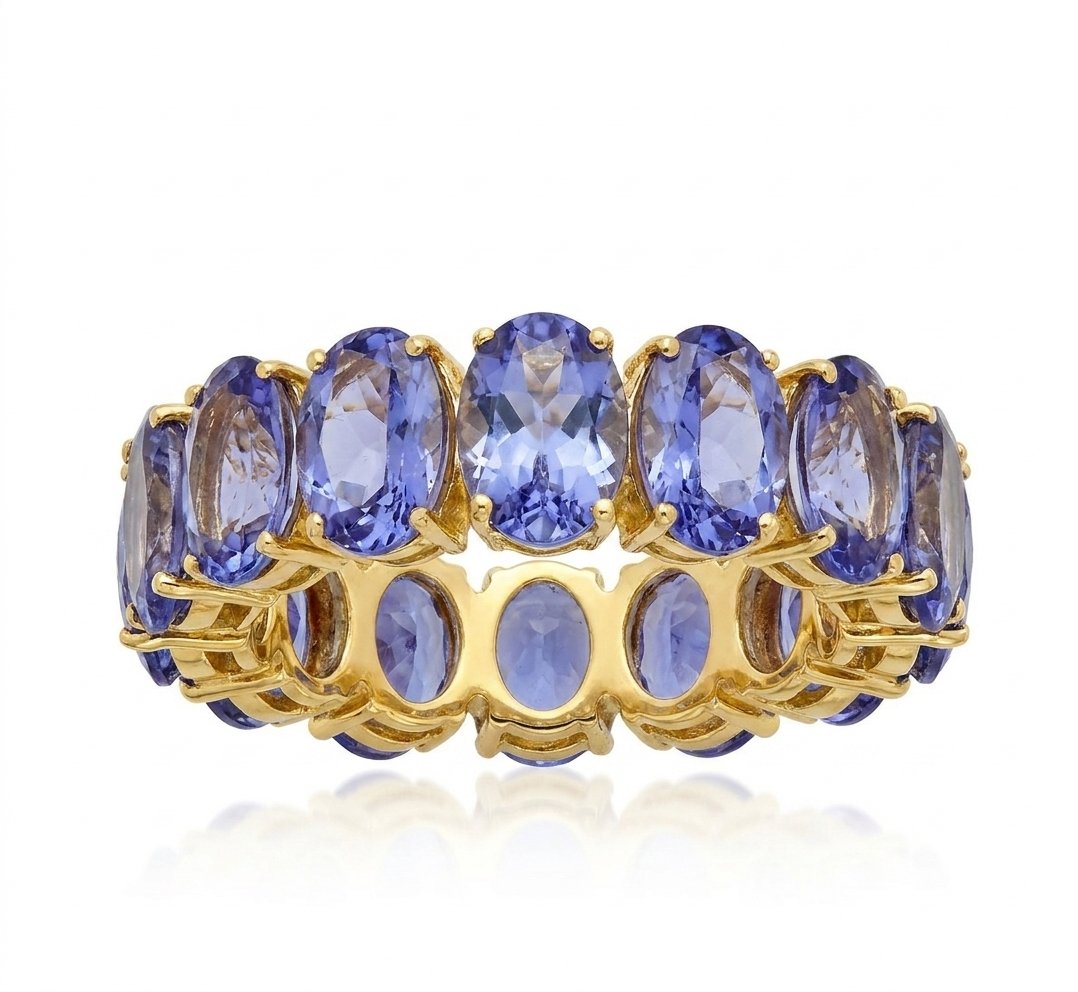 Tanzanite Eternity Band in 14K Yellow Gold - Front View by Kelly Christie