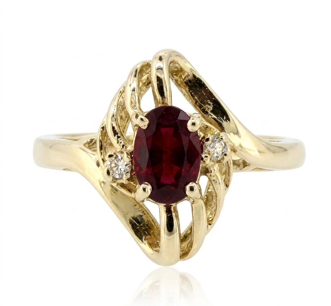 Ruby and Diamond Ring in 14K Yellow Gold - Front View by Kelly Christie