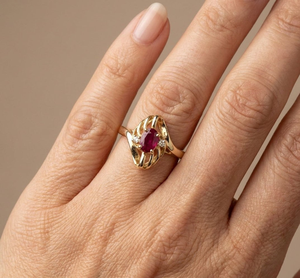 Ruby and Diamond Ring in 14K Yellow Gold - Studio Model View by Kelly Christie