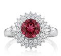Pink Tourmaline and Diamond Ring in Platinum - Front View by Kelly Christie