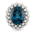 London Blue Topaz and Diamond Ring in 14K White Gold - Front View by Kelly Christie
