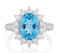 Blue Topaz and Diamond Ring in 14K White Gold - Front View by Kelly Christie