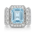 Aquamarine and Diamond Ring in 14K White Gold - Front View by Kelly Christie