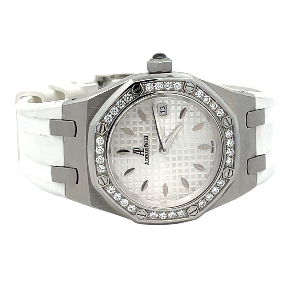 Audemars Piguet Royal Oak Lady Alinghi 67611.ZZ Diamond Bezel Silver Dial - Side View by Audemars Piguet