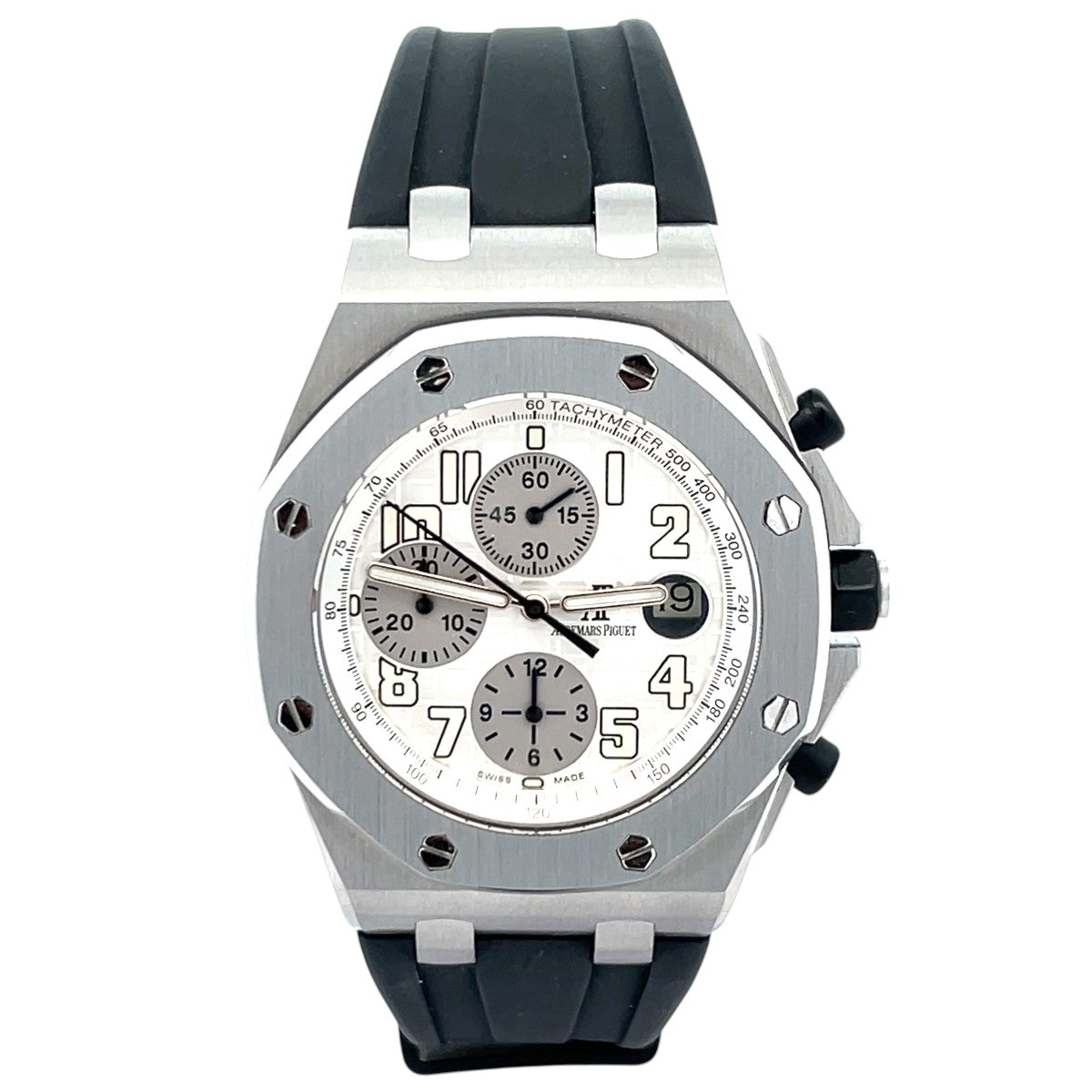 Audemars Piguet Royal Oak Offshore Chronograph 26020ST Steel White Dial - Front View by Audemars Piguet