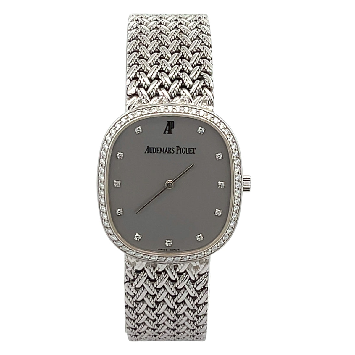 Audemars Piguet Vintage 14653BC White Gold Silver Diamond Dial - Front View by Audemars Piguet