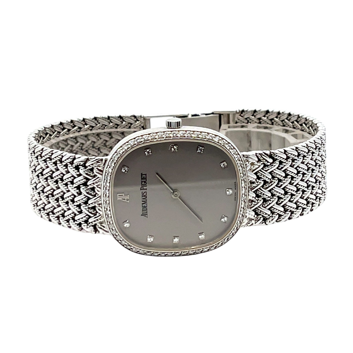 Audemars Piguet Vintage 14653BC White Gold Silver Diamond Dial - Side View by Audemars Piguet