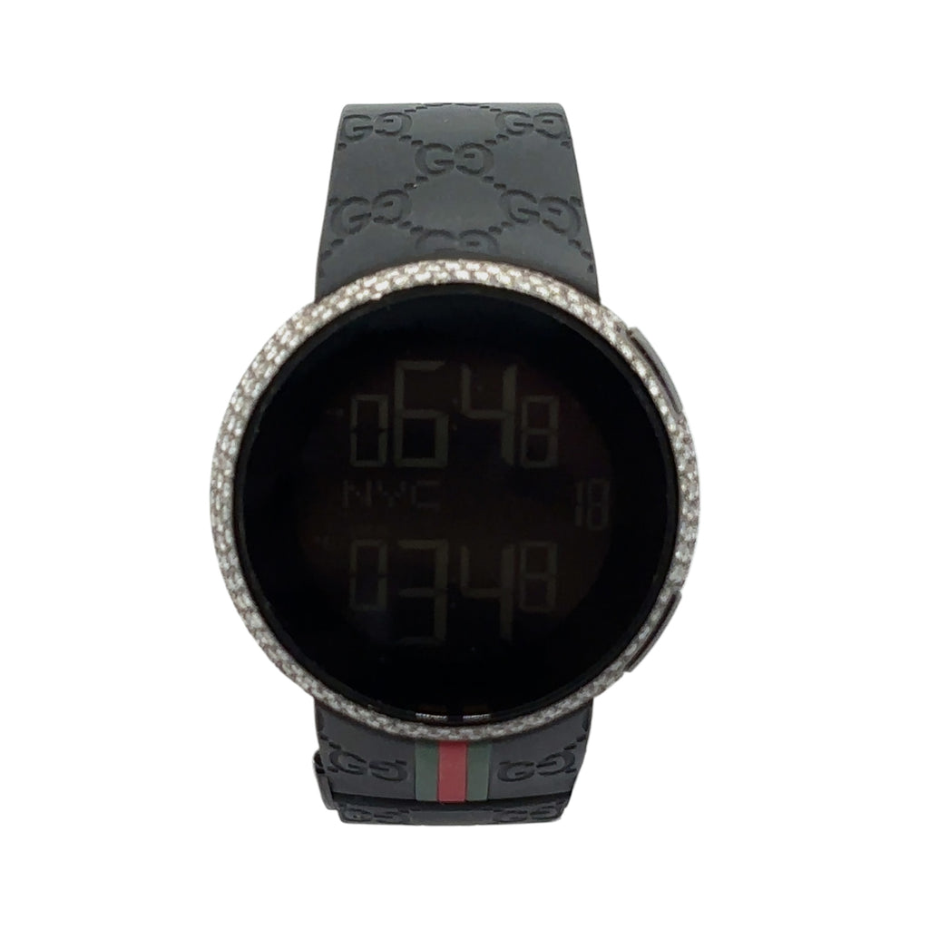 Gucci I-Gucci 114207 Diamond Bezel Black Dial - Front View by Gucci