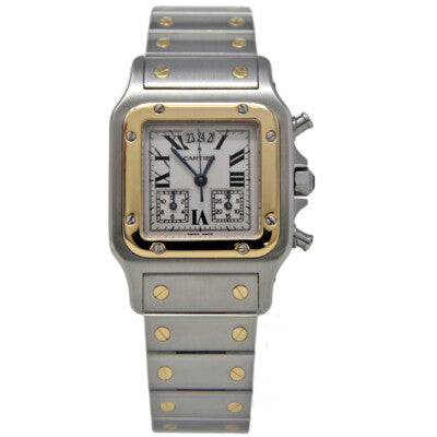 Cartier Santos Galbee Chronoflex W20042C4 Two-Tone White Dial - Front View by Cartier