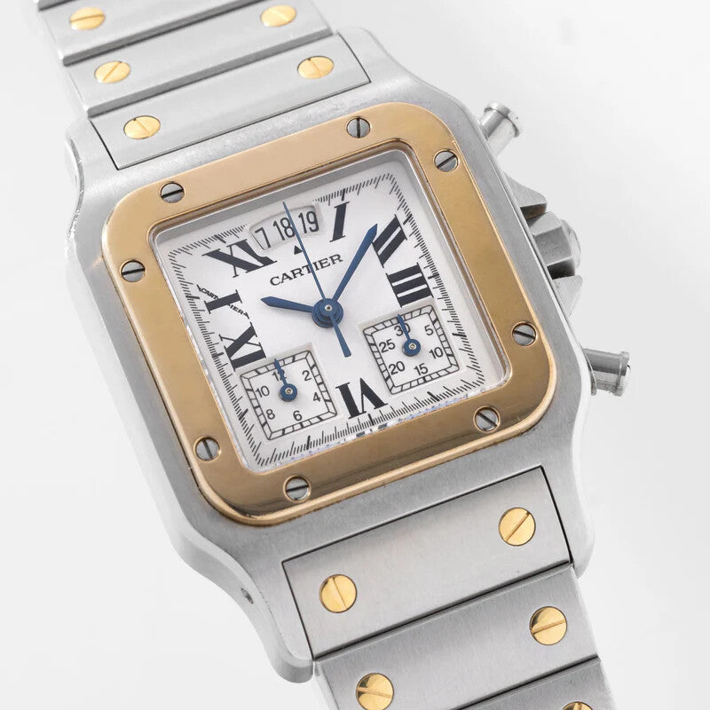 Cartier Santos Galbee Chronoflex W20042C4 Two-Tone White Dial - Angle View by Cartier