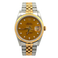 Rolex Datejust 16233 Steel & Yellow Gold Champagne Diamond Dial - Front View by Rolex