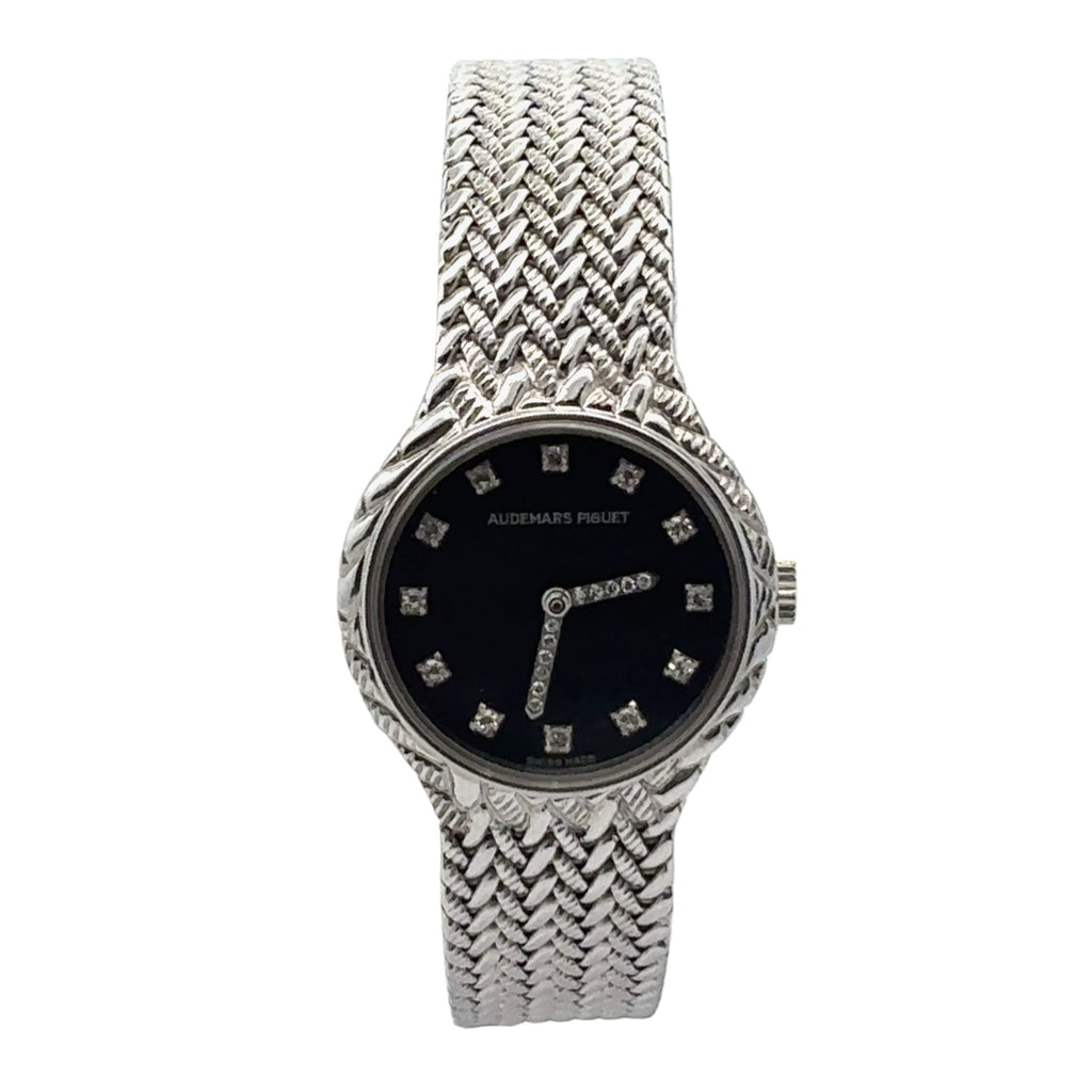 Audemars Piguet Cobra 18k White Gold 22mm Black Diamond Dial - Front View by Audemars Piguet