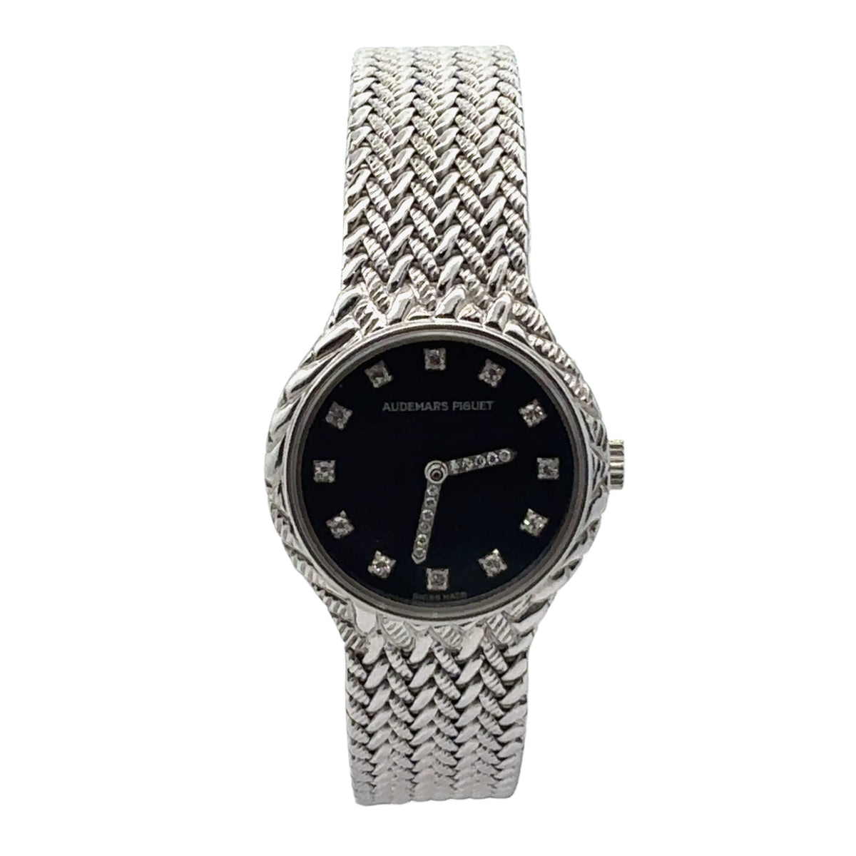 Audemars Piguet Cobra 18k White Gold 22mm Black Diamond Dial - Front View by Audemars Piguet
