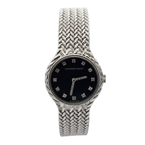 Audemars Piguet Cobra 18k White Gold 22mm Black Diamond Dial - Front View by Audemars Piguet