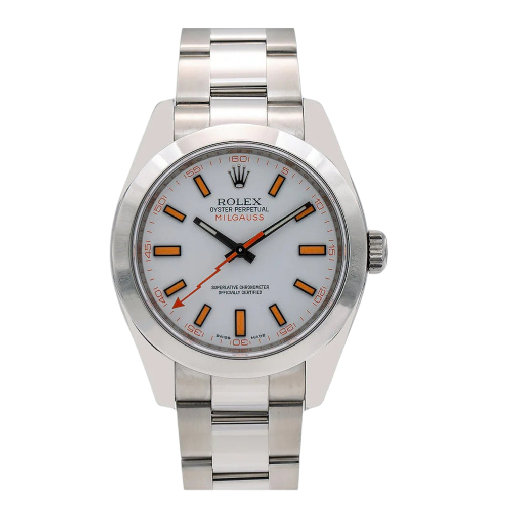 Rolex Milgauss 116400 Stainless Steel White Dial - Front View by Rolex