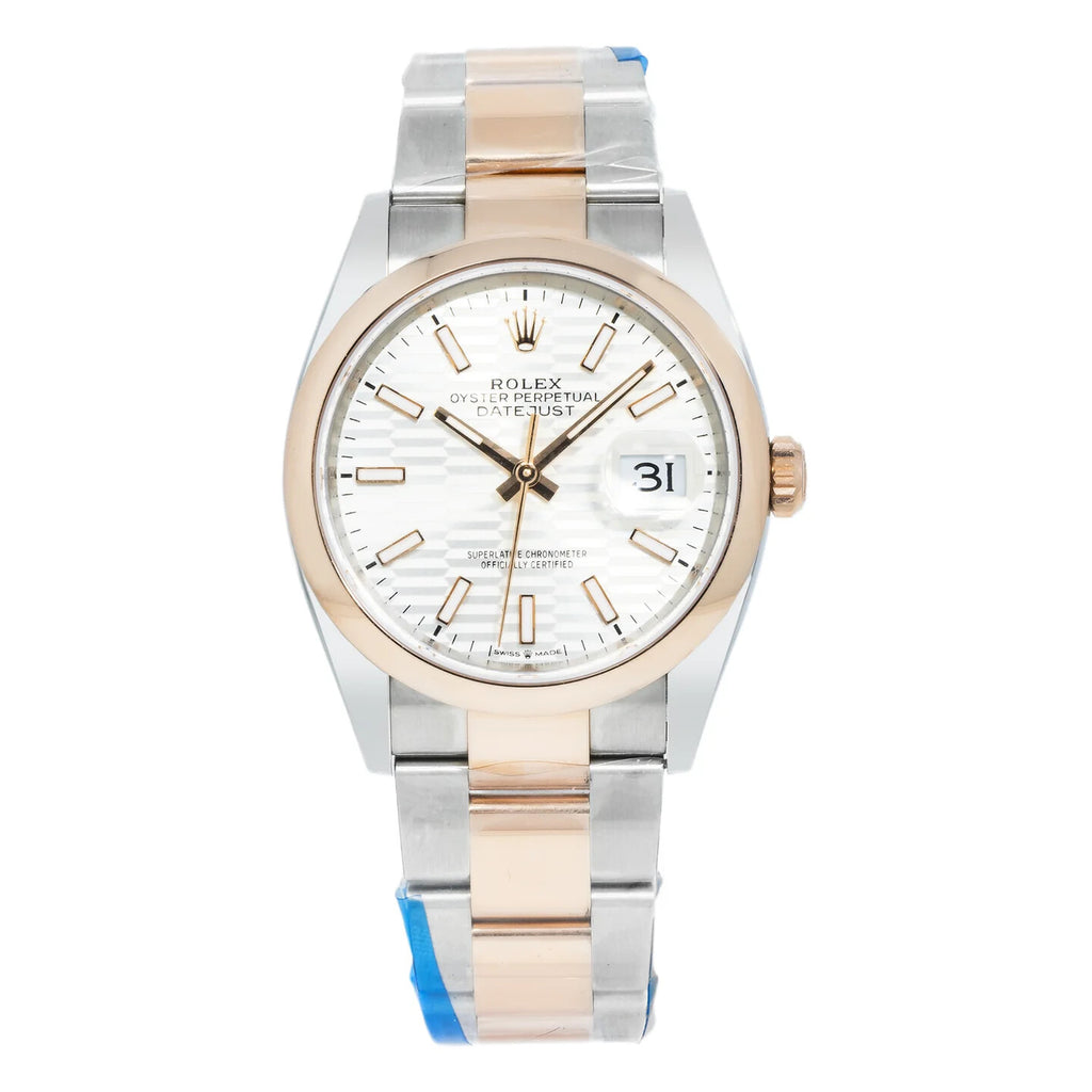 Rolex Datejust 36 126201 Two-Tone Rose Gold Silver Motif Dial - Front View by Rolex