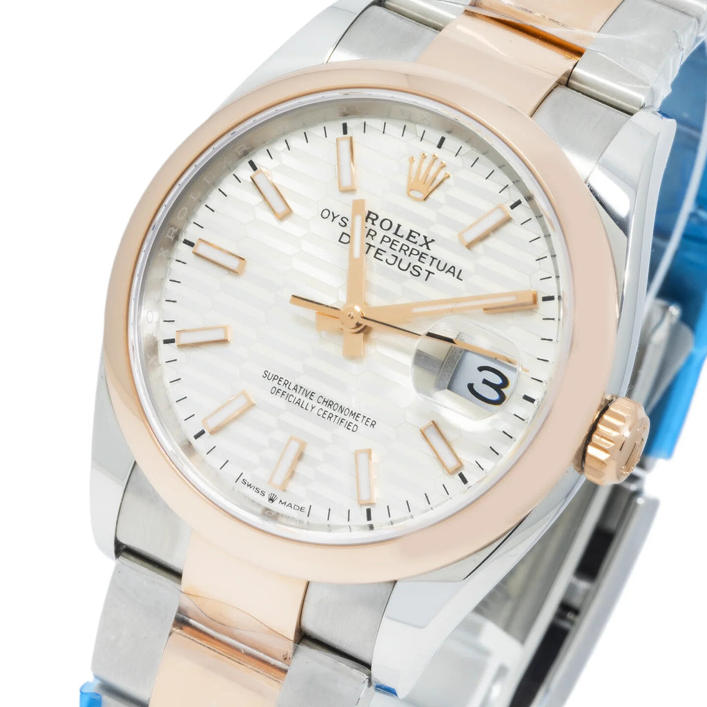 Rolex Datejust 36 126201 Two-Tone Rose Gold Silver Motif Dial - Angle View by Rolex