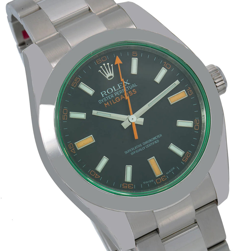 Rolex Milgauss 116400 Stainless Steel Black Dial - Side View by Rolex
