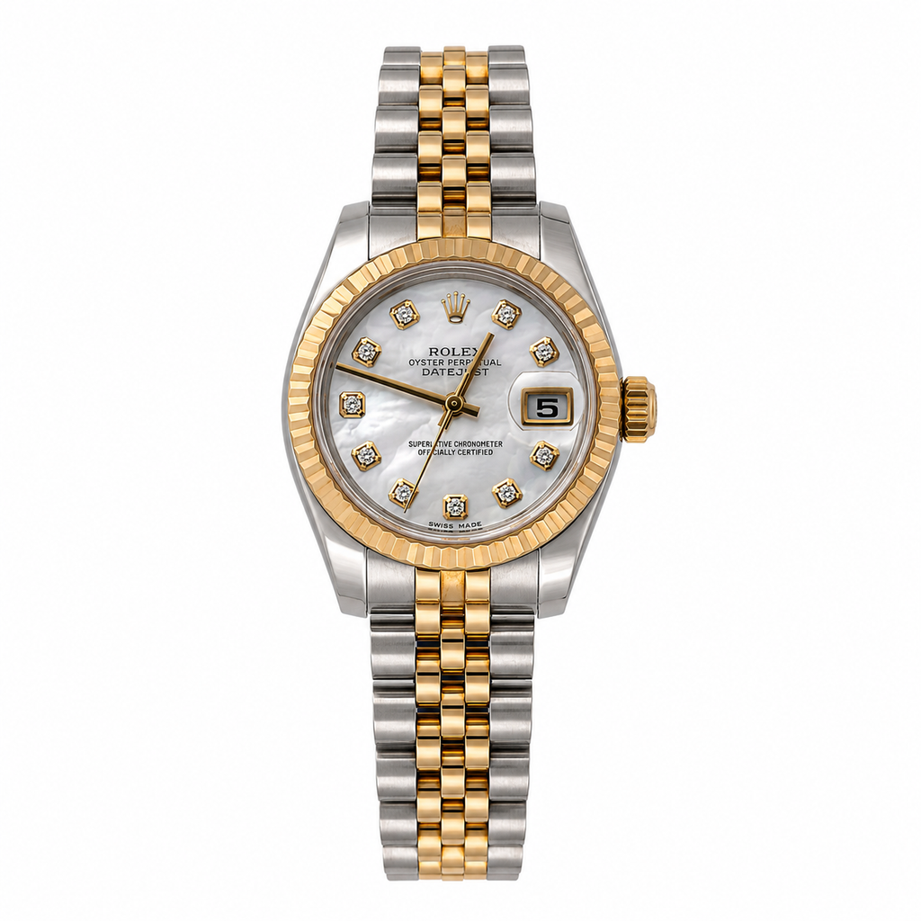 Rolex Datejust 179173 Steel & Yellow Gold Factory MOP Diamond Dial - Front View by Rolex