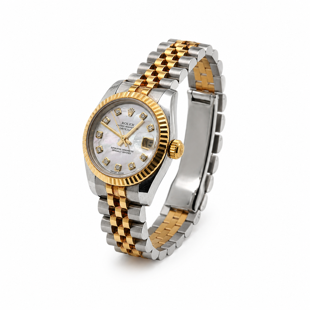 Rolex Datejust 179173 Steel & Yellow Gold Factory MOP Diamond Dial - Case Back View by Rolex