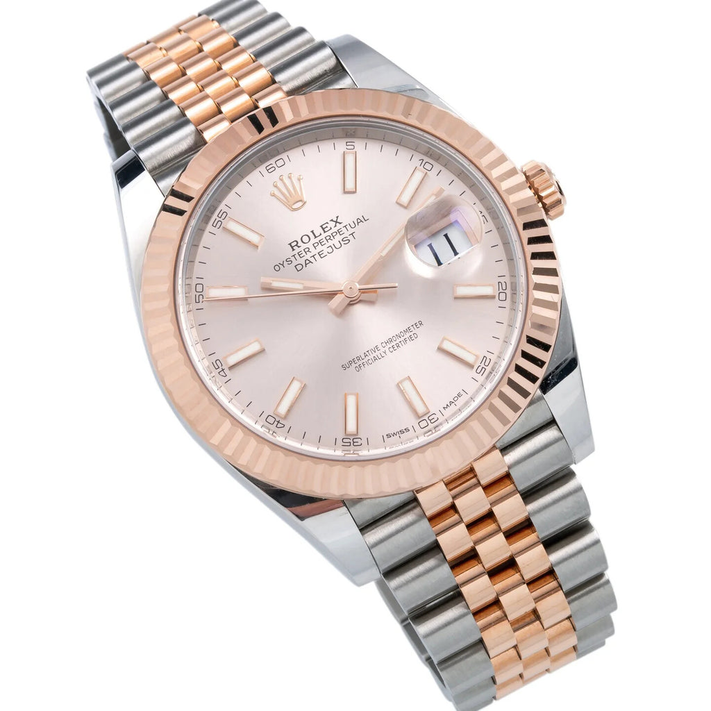 Rolex Datejust 41 126331 Two-Tone Rose Gold Sundust Dial - Side View by Rolex