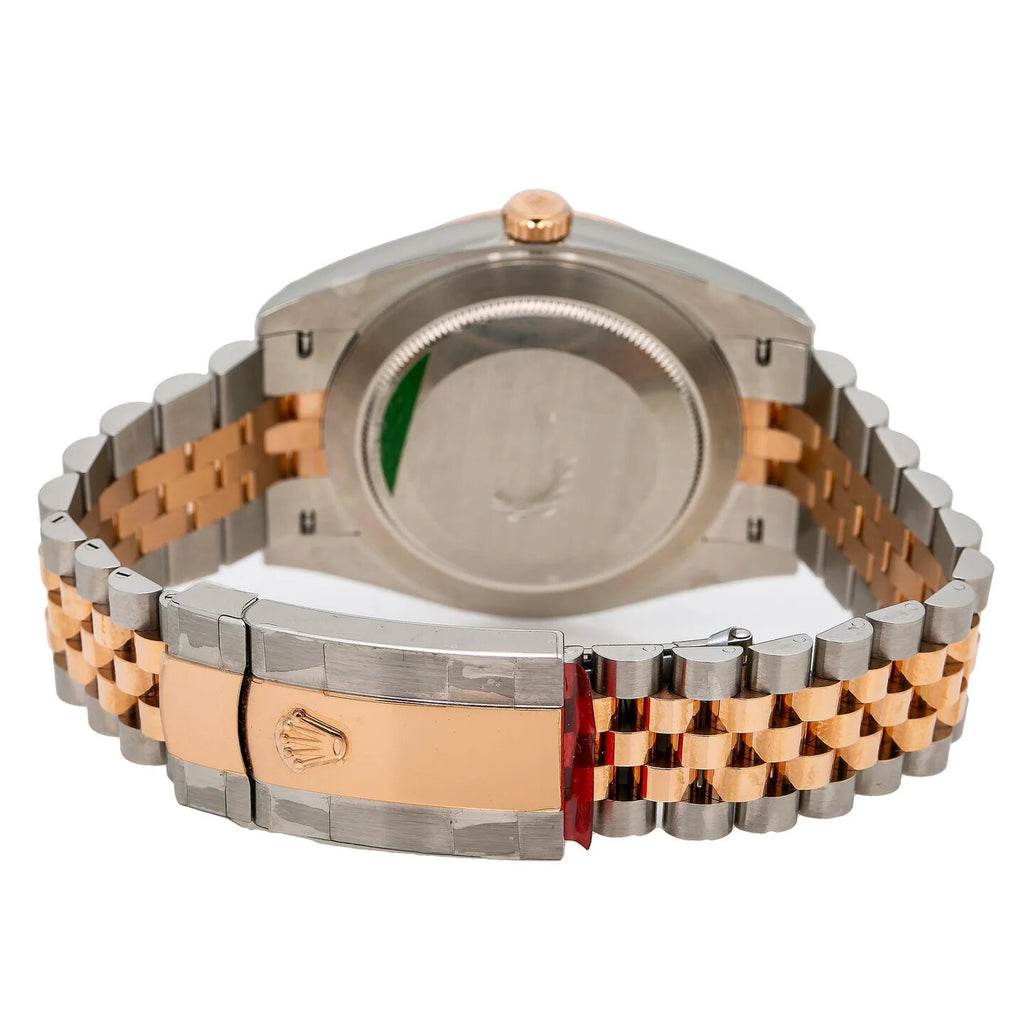 Rolex Datejust 41 126331 Rose Gold and Steel Wimbledon Grey Roman Dial - Side View by Rolex