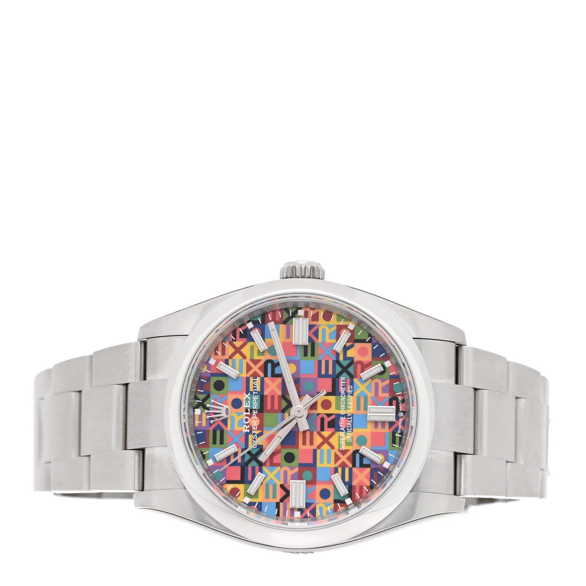 Rolex Oyster Perpetual 126000 Steel Colorful Motif Dial - Side View by Rolex