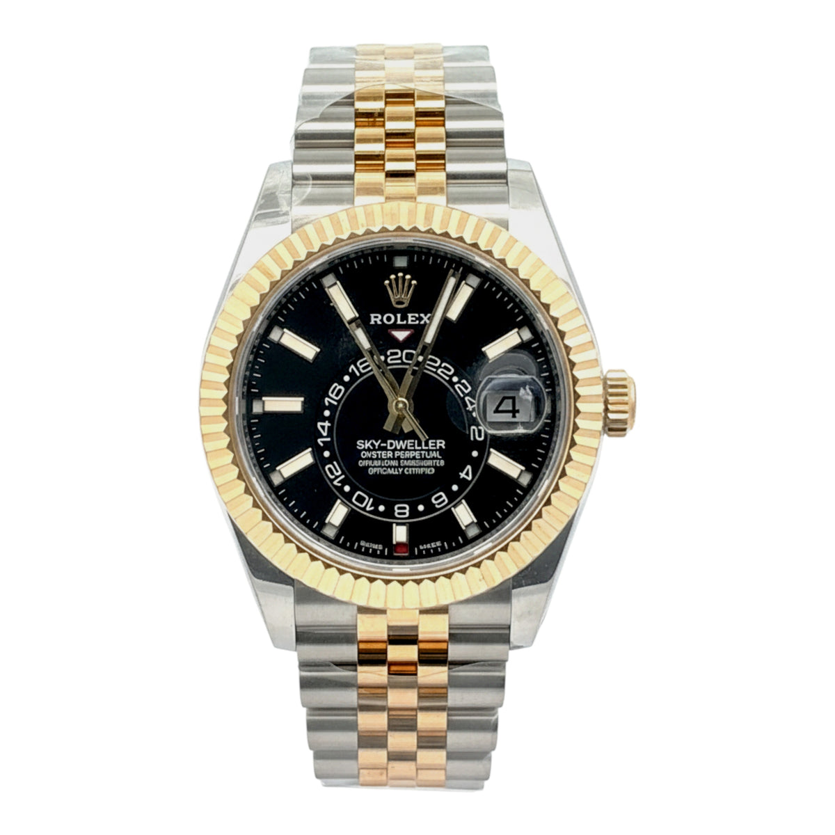 Rolex Sky-Dweller 326933 Yellow Gold & Steel Black Index Dial - Front View by Rolex