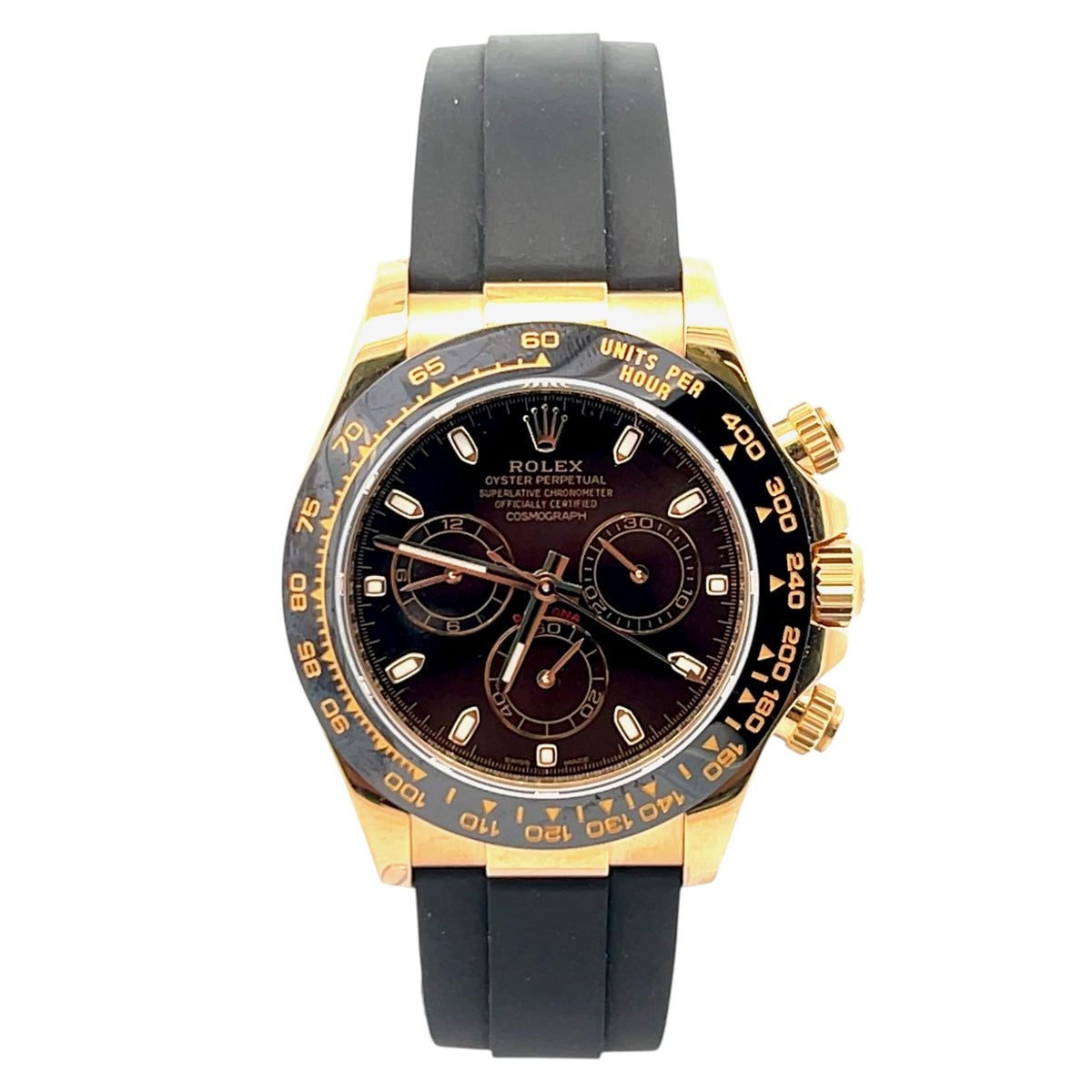 Rolex Daytona 116518LN Yellow Gold Black Dial - Front View by Rolex