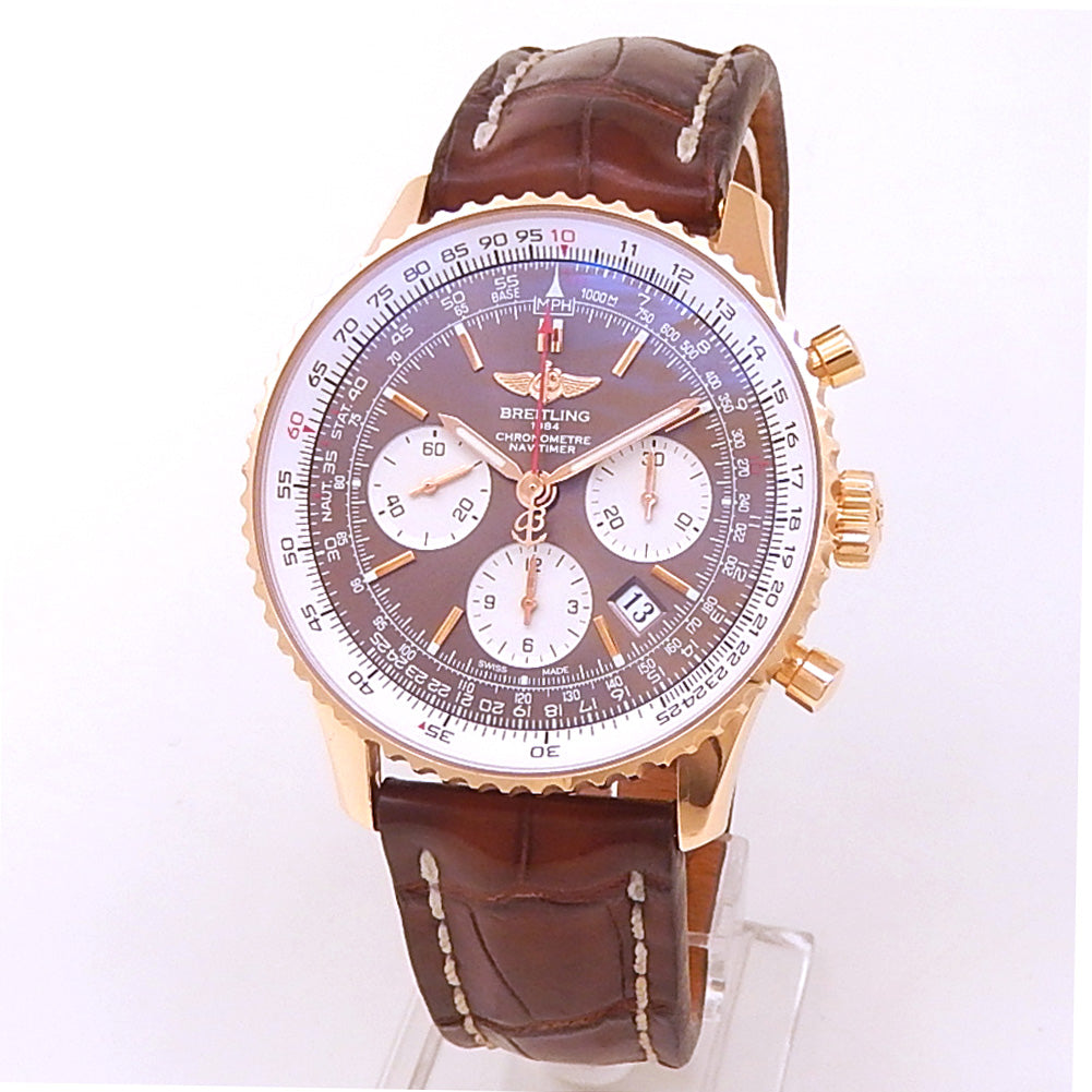 Breitling Navitimer 01 RB0120 18k Rose Gold Brown Dial - Front View by Breitling