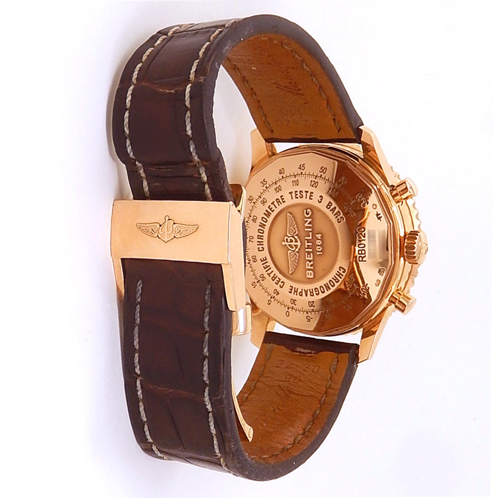 Breitling Navitimer 01 RB0120 18k Rose Gold Brown Dial - Case Back View by Breitling