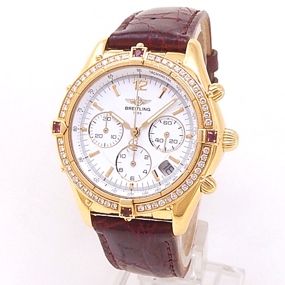 Breitling Chrono Cockpit K30012 18k Yellow Gold White Dial - Front View by Breitling